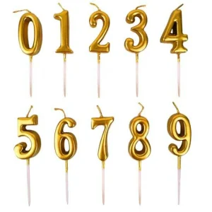 Silver number candle birth 9cm